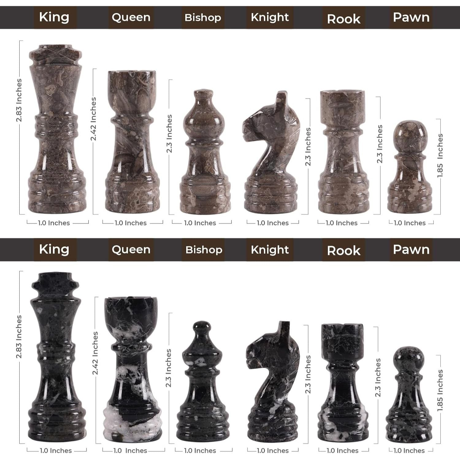 hancrafted oceanic black chess pieces
