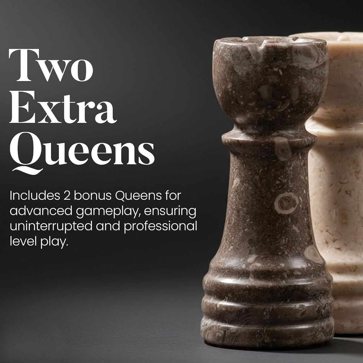 10 Inch Verona & Oceanic Marble Chess Set with 2 Extra Queens