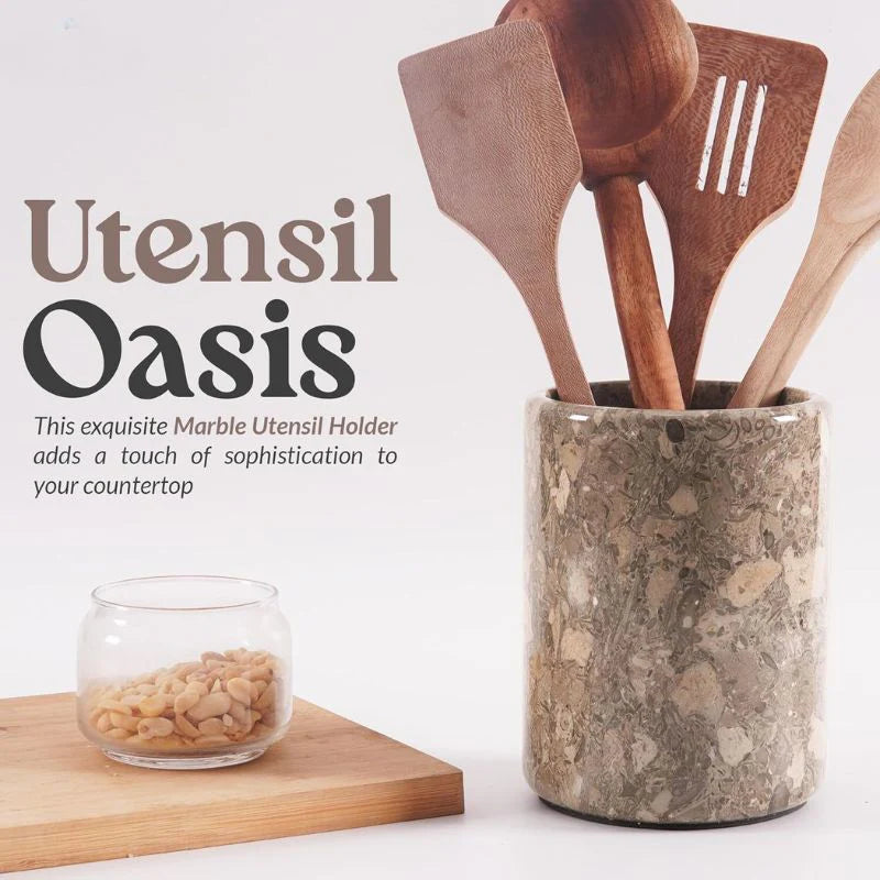 oceanic marble utensil spoon holder