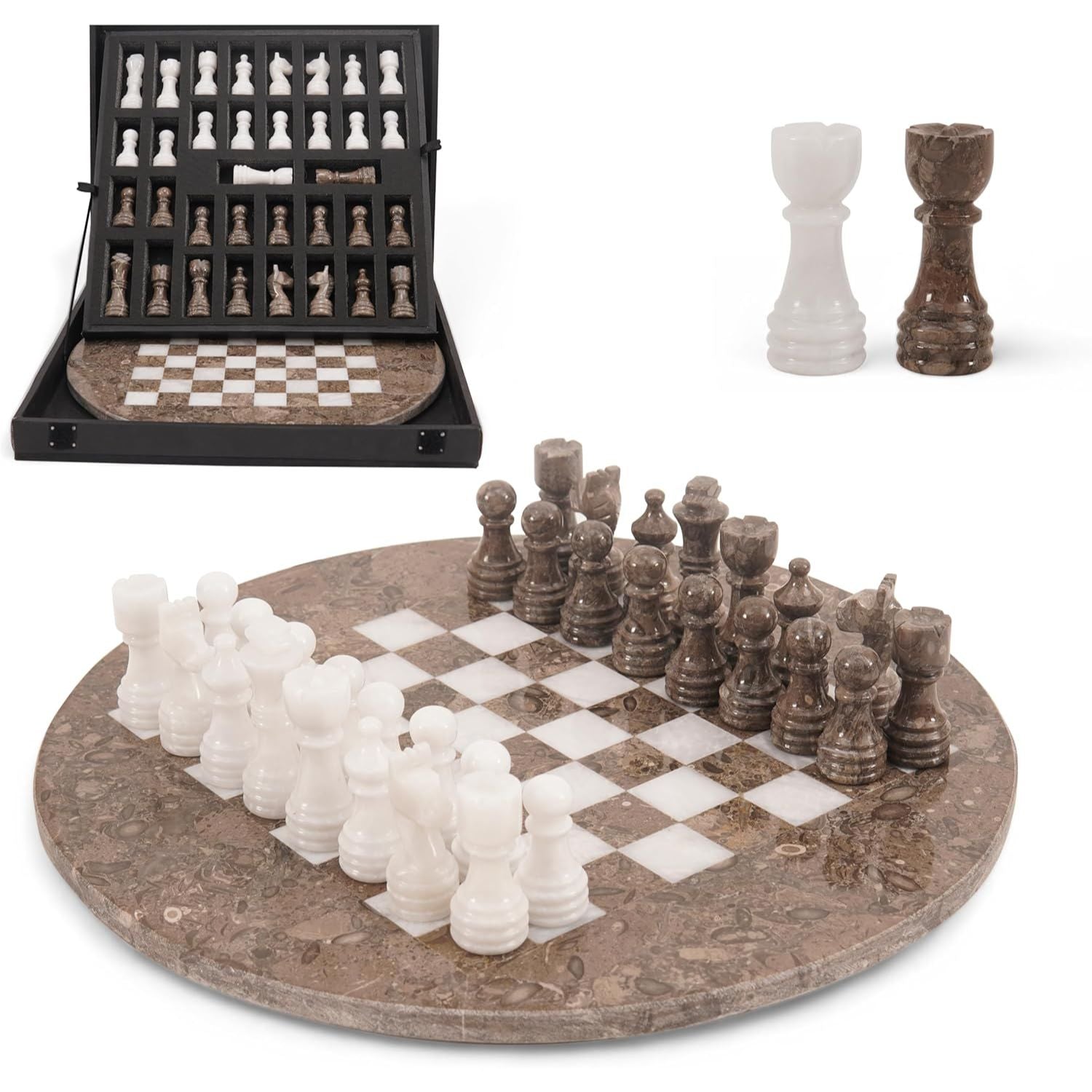 oceanic white round chess board