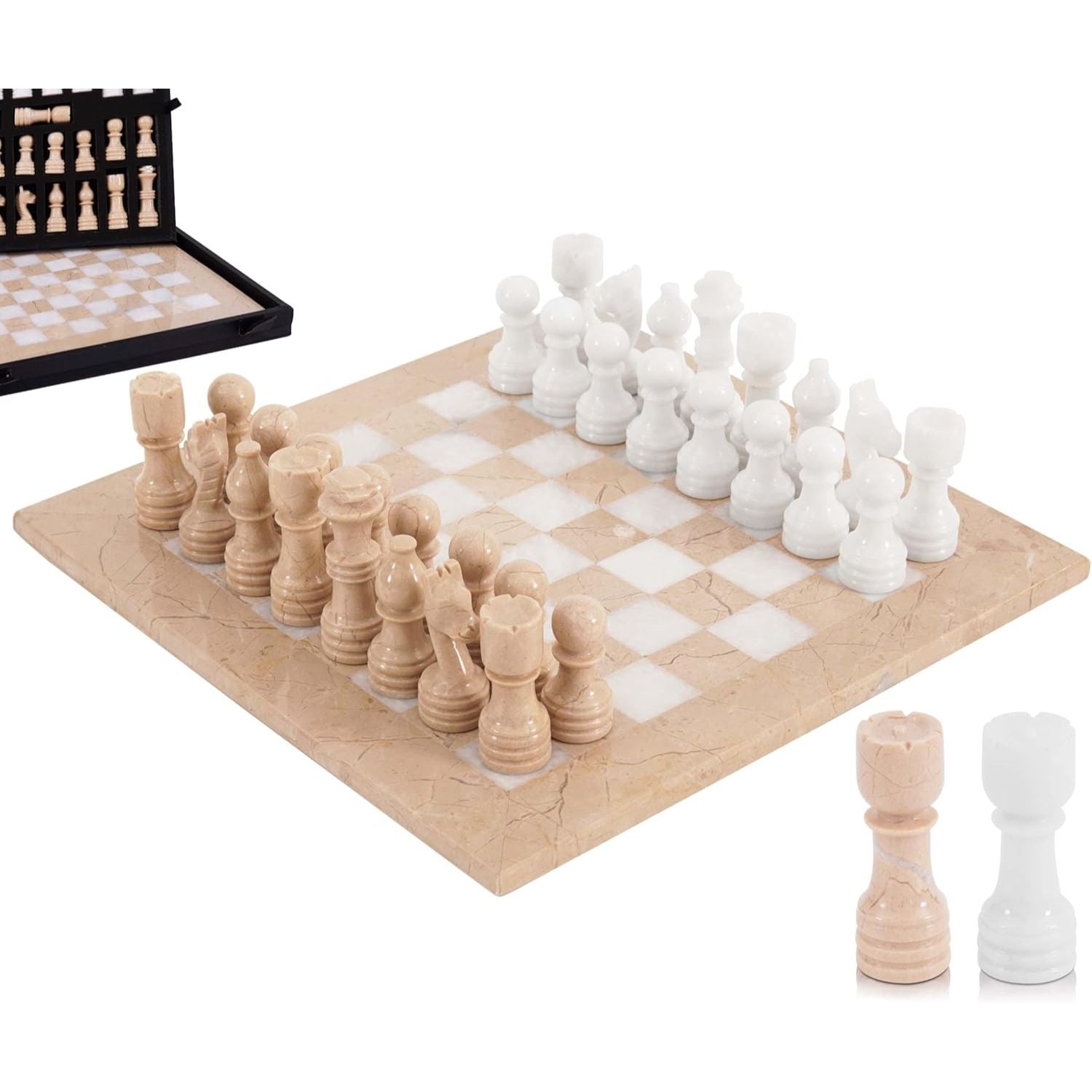 marble chess set with storage box