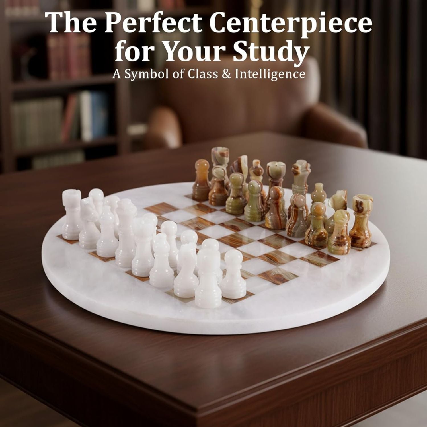 round handcrafted marble chess board