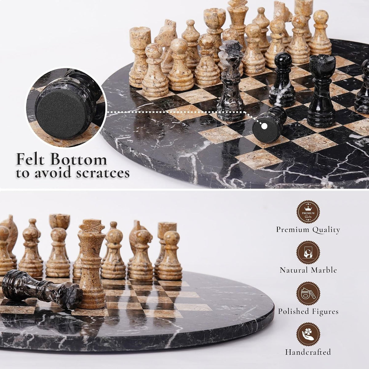 marble round chess black