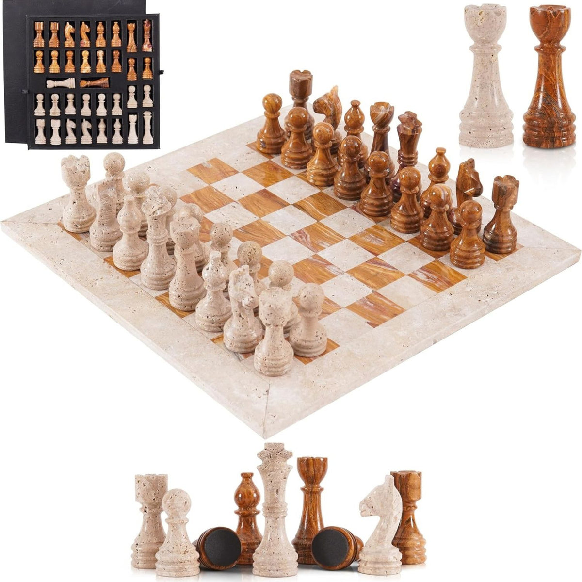 travertine chess board