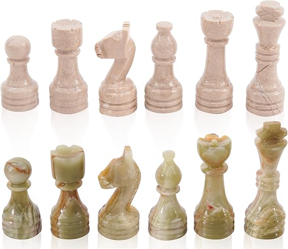 verona and green chess marble chess pieces