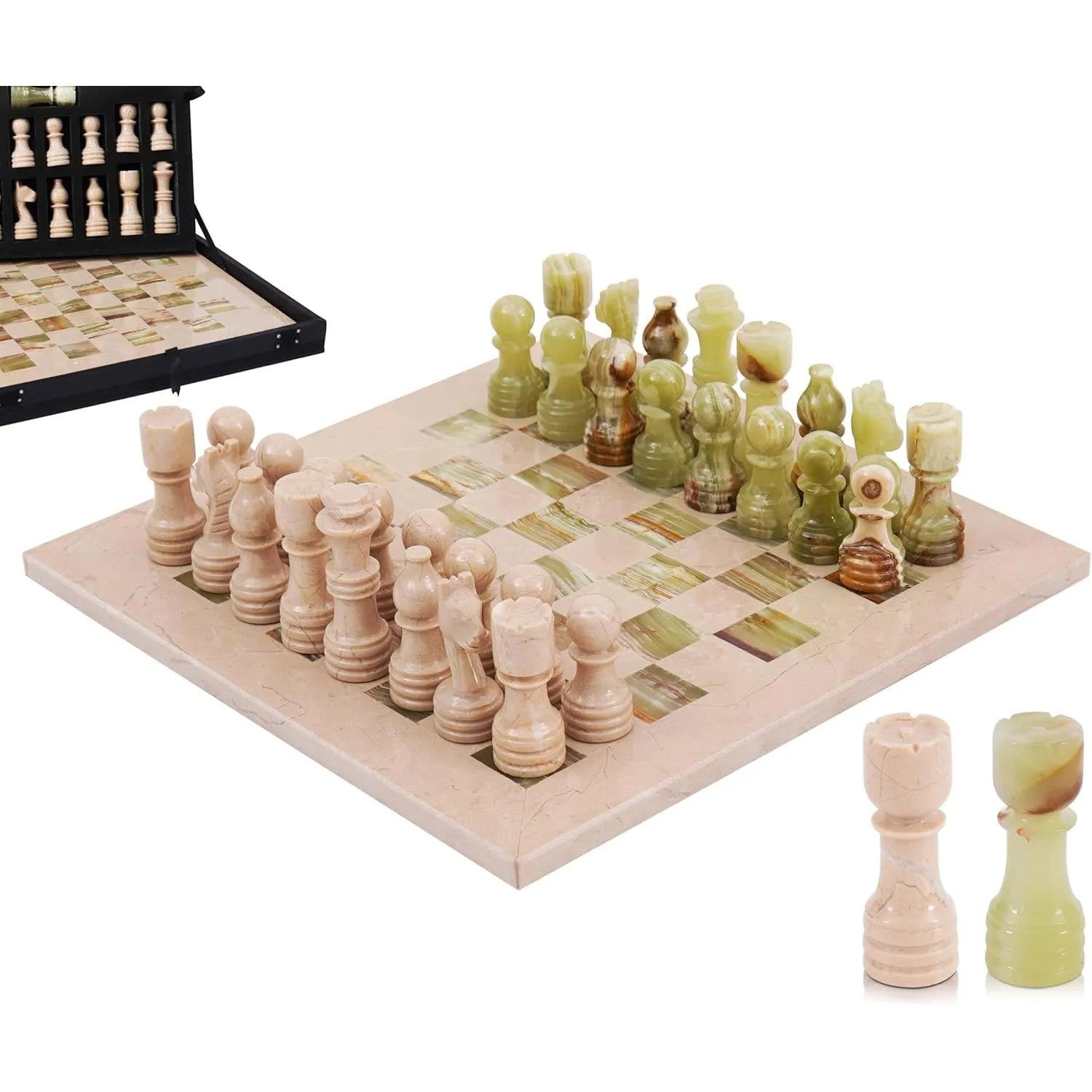 12inch verona green marble chess set