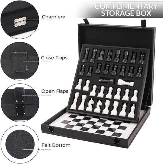 white black chess with storage box