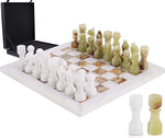 12 Inches White and Green Onyx Premium Quality Marble Chess Set