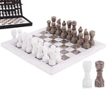 12 Inch White and Oceanic Premium Quality Marble Chess Set With Storage Box & 2 Extra Queen