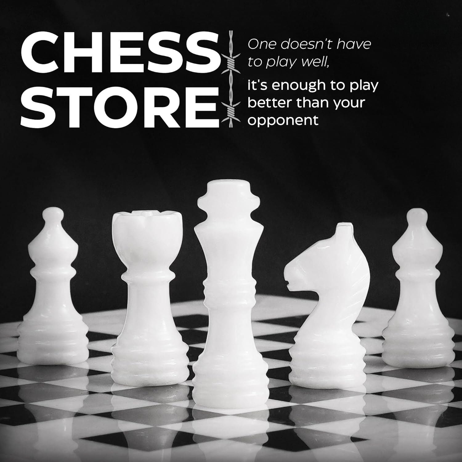 white chess pieces