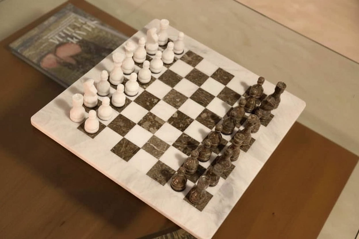 oceanic white marble chess set