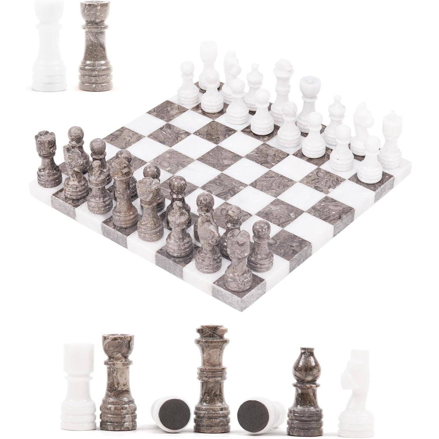 white oceanic borderless marble chess board