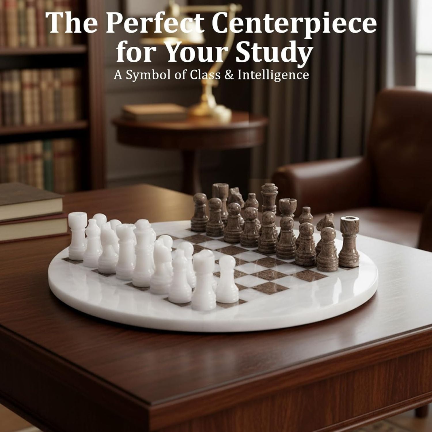 white oceanic marble chess board pieces