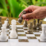 White and Oceanic Marble Chess Set