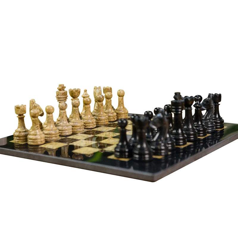 Black and Coral High-Quality Marble Chess Set