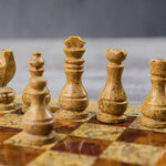 Coral and Brown High-Quality Marble Chess Set