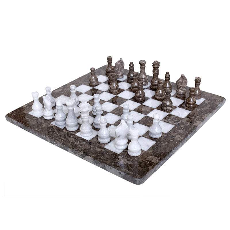 Radicaln Marble Chess Set with Storage Box 15 Inches White and Green Onyx  Handmade Chess Board for Adult Games - 1 Chess Board & 32 Chess Pieces for
