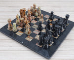 Black & Multi Green chess set