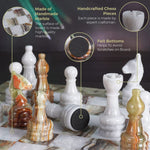 green and white marble chess set