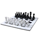 15 Inch White and Black Premium Quality Marble Chess Set with Storage Box