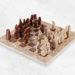 15 inches red and coral marble chess set