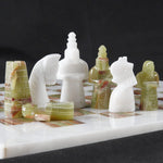 15 inches White & Green Antique Handmade Marble Chess Set
