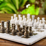 15 Inches White and Oceanic High-Quality Marble Chess Set
