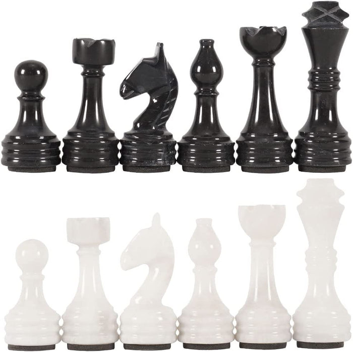 Royal Bishop black and white marble chess pieces sold without a board