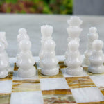 white and green marble chess set