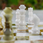 green and white marble chess set