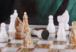 White & Green Onyx marble chess set