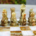 white and green marble chess figures